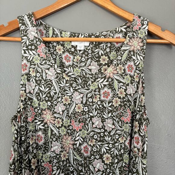 J. JILL Jersey Knit Tiered Maxi Dress Western Paisley Floral Belted Sundress XS - Picture 5 of 9